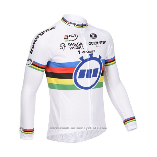 2013 Maillot Cyclisme UCI Monde Champion Lider Quick Step Manches Longues et Cuissard